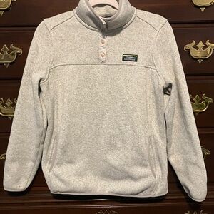 LL Bean Sweatshirt Blank Plain Half Button Sweatshirt Size Medium Oatmeal